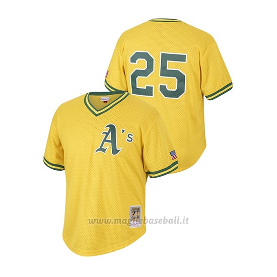 Maglia Baseball Hombre Oakland Athletics 25 Mark Mcgwire Cooperstown Coleccion Mesh Batting Practice Or